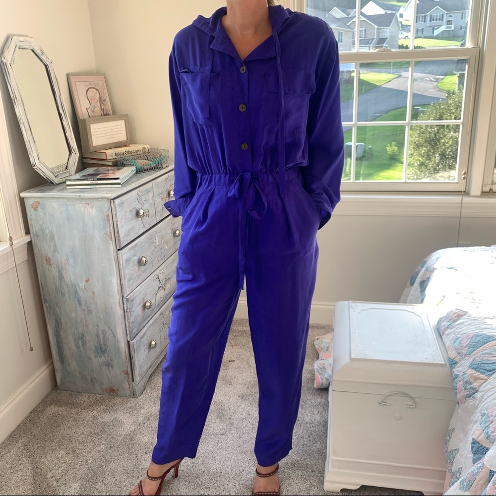 Vintage Saks Real Clothes Silk Blue Jumpsuit - Picture 14 of 14